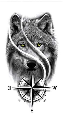 Tatouage boussole de tatouage de loup XQB206