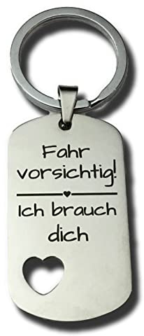 Generisch - Schlüsselanhänger für Mama - Metallisch - Lasergraviert | Spaltring - minimalistisch - silber metallisch - Geschenk für Mama von Tochter, Sohn - Fahr vorsichtig! Ich brauche Dich