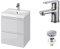 VBChome Badmöbel 50 cm Grau mit Armatur und Pop-up ventil Waschbecken mit Unterschrank Waschtisch 2-Schubladen Hängeschrank Click-Clack