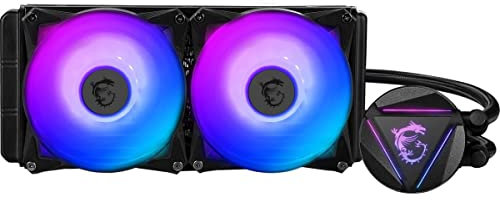 MSI MAG CORELIQUID 280R V2 AIO CPU Liquid Cooler - Rotatable ARGB Blockhead, Integrated Radiator Pump, Split-Flow Water Cooling, Evaporation-Proof Tubing, Easy to Install - AMD & Intel Compatible