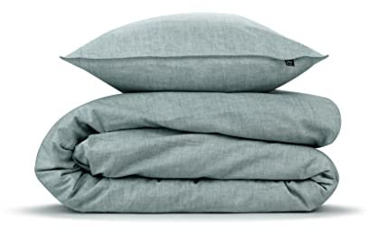 ZO! HOME Cotton Bettwäsche 135x200 cm Lino Stone Blue blau meliert Uni