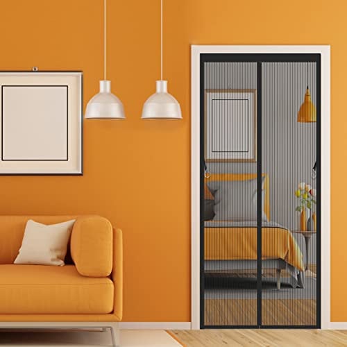 Zanzariera Magnetica 90x260cm Anti Zanzare Magnetico Chiusura Automatica con Calamita telaio completo nastro magico Porte Scorrevoli Garage Finestra,Nero A