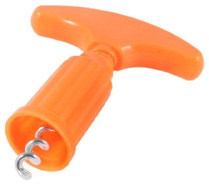 Ruilogod Tormento de plástico en forma de Tornillo de corcho de metal de metal vinos abrelatas de botella naranja