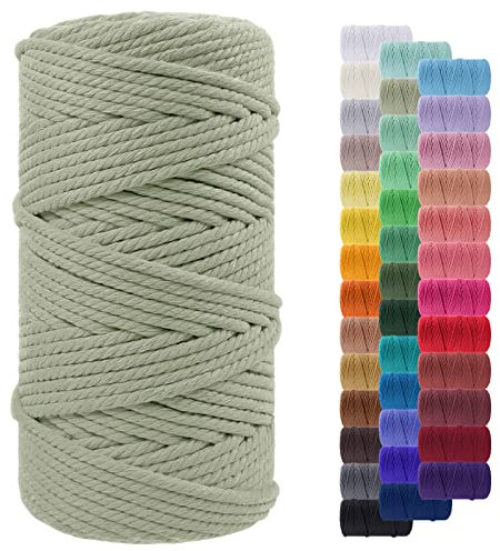 LEREATI Corda Macrame 5mm x 100m, Filo Macrame Cordoncino Cotone Grosso Corda Colorata, Cordino per Borse Uncinetto, Arazzo da Parete, Cesto di Piante Appeso, Decorazioni Fai Da Te (Fagiolo verde)