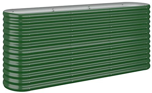 vidaXL Hochbeet, Wetterfestes Hochbeet für Garten Balkon Terrasse, Kräuterhochbeet zum Selber Bauen, Pflanzkasten aus Metall, Pulverbeschichteter Stahl Grün