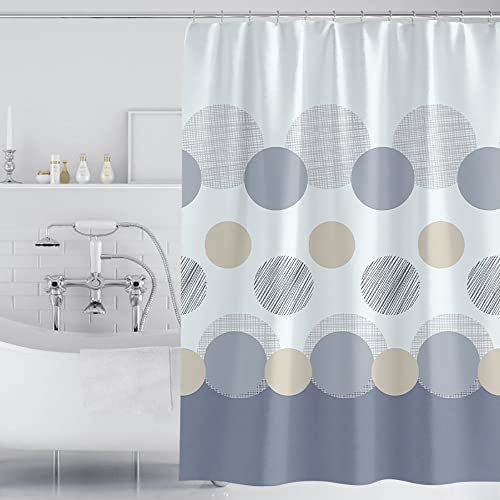 Lkw Ogechi 200CM Goutte Rideau de Douche en Tissu, Rideau de Douche à Gros Points Gris de 180-300 cm de Large avec Ourlet Lesté, Rideaux de Salle de Bain Lavable Anti-moisissure (200x200CM)