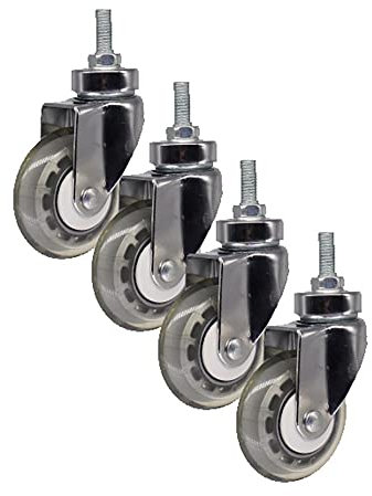 JKIOOW M12*25mm Lenkrollen aus PU 3 Zoll Schwerlastrollen mit Bremse Möbelrollen Leise für Laufkatze, Möbel, Dolly, Workben, 4pcs (Color : Swivel)