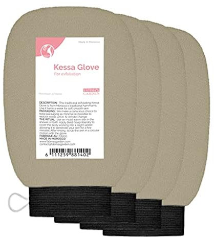 Fatima's Garden Gants Kessa Doux Exfoliants - Gommage Spa Doux, Marron (4 Gants)
