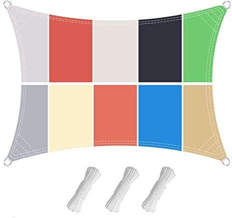 Sonnensegel Wasserdicht, Leichtgewicht Überdachung im Viele Größe und Farben, Reißfest Wetterfest für Terrasse Garten,White,2X2.6 M