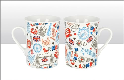 Elgate London Doodles Lippy Mug Cup Tea Coffee Souvenir Gift London Landmarks Royal