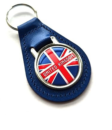 decal arts Porte-clés en cuir avec drapeau du Royaume-Uni Union Jack - Porte-clés patriotique pour homme et femme, Noir , L