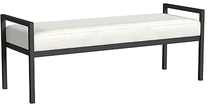 HomePop Modern Metal Bench|Bench for Living Room & Bedroom | Decorative Home Furniture - Cream Boucle