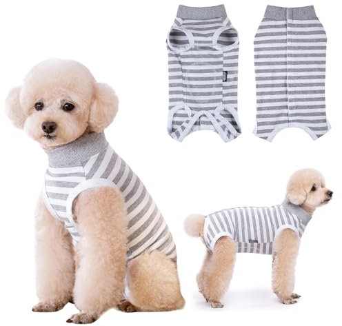 Lyneun Weiche Hundebody Nach Op, Hundebody Nach Kastration Rüde Hündinnen, Atmungsaktiv Hunde Einteiler Erholungsanzug für Haarausfall, Allergien, Anti-Lecken, Wundschutz,Kegel-Alternative (Grau, M)