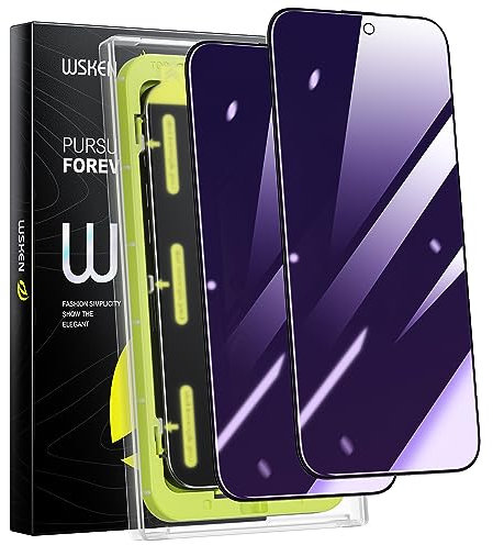 WSKEN für iPhone 15 Pro für Panzerglas Sichtschutz - [Anti Blaulicht Privacy ][Auto Dust-Elimination] Full Screen 9H Schutzfolie Anti Spy Displayschutz Folie,Anti-Fingerabdruck,Bläschenfrei,2 Stück