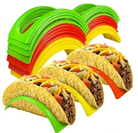 BRAVECOW 12er-Pack Taco-Ständerhalter für mexikanisches Essen, Tacos-ständer,wellenförmiger Hartschalenständer, Küchen-Kochutensilien für Taco-Sandwiches, Hotdog