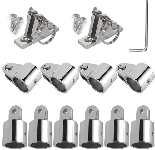 Baieasy Bimini Top Hardware, 12 Pieces Boat Fittings Fits 1'' OD 3 Bow Tube 316 Stainless Steel Heavy Dudy Parts for Canopy