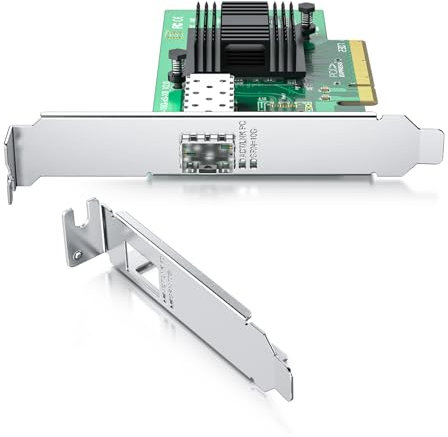 Carte réseau Ethernet PCIE 10 GB pour Puce Intel X520-DA1, 82599ES, Port SFP+ Unique, PCIe 2.0x8, Carte NIC 10G avec Support Demi-Hauteur Support Pleine Hauteur Compatible Windows7/8/10/Linux/Vmware