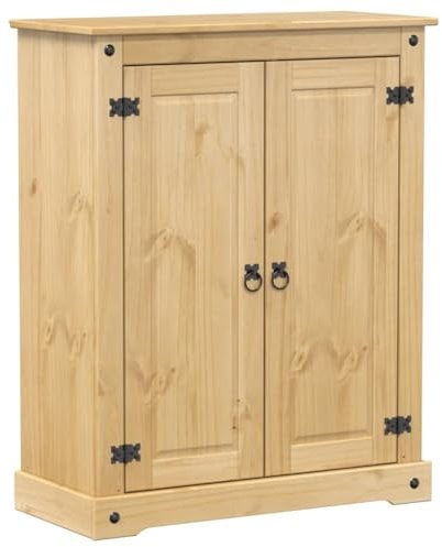 vidaXL Schuhschrank, Schuhregal mit Stauraum Metallgriffe, Schuhkommode für Wohnzimmer Schlafzimmer, Schuhablage, Massivholz Kiefer