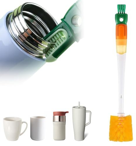 5 in 1 Bottle Brush, Multifunctional Water Bottle Cleaning Brush, Bottle Brushes Long Handled for Cleaning,Cleaning Brushes for Small Spaces Water Bottle Cleaning Brush for Bottles/Glass/Cups (Orange)