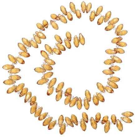 PATIKIL 5 Strands 450-475Pcs Teardrop Crystal Beads, 12x6mm Faceted Teardrop Briolette Horizontal Glass Beads Loose Bead for Bracelet Jewelry Making, Gold Champagne