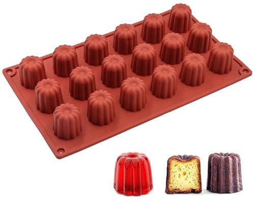 TOKSEO Moule Silicone Mini Cannelé 18 Cavité, Moule Silicone Mini a Cannelés, ø3,5 mm Moules à Caneles Antiadhésifs Cavités Pour Chocolat, Gelée, Pudding, Mousse