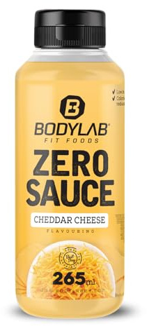Bodylab24 ZERO Sauce, Cheddar Cheese, 265 ml | Kalorienarm, nur 3–9 kcal je 15-g-Portion, fett- und zuckerreduziert, ideal für süße und herzhafte Speisen