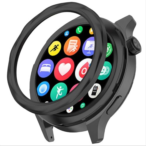 GIOPUEY Acero Inoxidable Anillo para Xiaomi Watch S4/Watch S3, Bezel Styling Ring Adhesive Cover Protector Anti arañazos y colisiones - D-Black