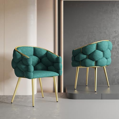 Moimhear Luxus-Samtstühle 1 Stuhl,Bubble Stühle,Wohnzimmer Stühle, Esszimmerstühle, Make-up Stühle,Beine aus vergoldetem Eisen (Grün)