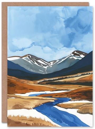 Artery8 Greeting Card Cairngorms National Park Scotland Watercolour Blank For Him Or Her Art Birthday Card