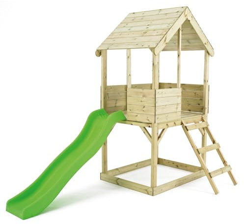 TP Toys - Wooden Tower Playhouse - Made From FSC Certified European Timber - Fun Sturdy Outdoors Garden Wendy House, Outdoor Play - Garden Play House for Kids. Wooden Den Playhouse - 3 years+