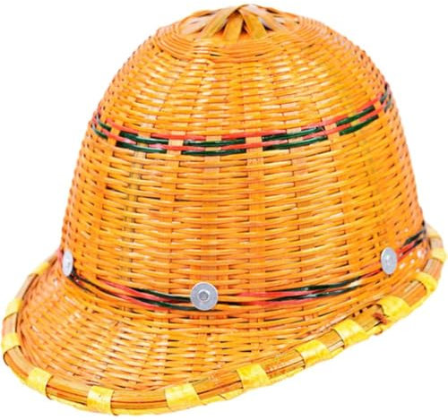 Casco Cantiere in bambù Cappello Cantiere con Parte Superiore in Acciaio Casco di Sicurezza Regolabile Cappucci Protettivi Casco Cantiere