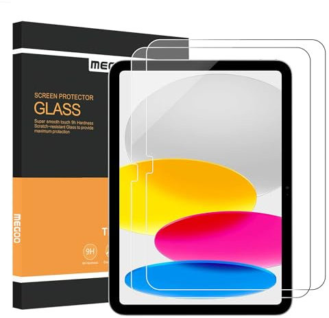 MEGOO 2 Pack Protector de Pantalla para iPad 11th A16 2025[11 Inch]/10th 10.9 2022[10.9 Inch], Vidrio Templado 9H, Claridad HD, Compatible con Funda, Compatible con Apple Pencil y Face ID