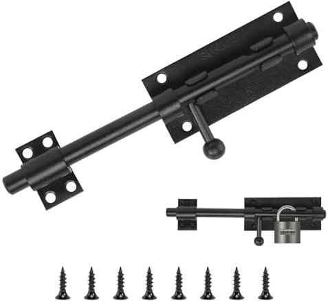 Türriegel Schwarz Bolzenriegel Edelstahl Riegelschloss Schieberiegel Torriegel Abschliessbar Gartentor Schloss für Türen Fenster Zäune