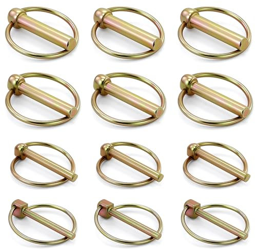 12 Pièces Goupille de Lynch pour pour Tracteurs, Goupilles de Verrouillage avec Anneau, Goupille de Sécurité M4,5/M6/M8/M10 pour Remorques Tracteurs Véhicules Agricoles (4 Tailles)