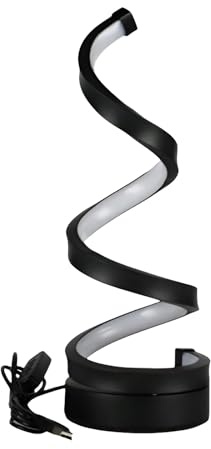 Syfunlv Moderne LED-Tischlampe,Spiral Design,Metall Design NachttischlampeTouch Dimmbar Schreibtischlampe,10x10x26cm,Warmweiß Kaltweiss 3 Farbmodi,für Büro,Schlafzimmer,Wohnzimmer (Stil 1)