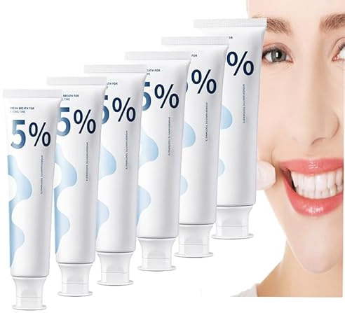 5% Hydroxyapatite Toothpaste, for Whitening Repair, with Natural Mint, Daily Oral Care, Strengthens Teeth, Protects Fights Cavities, Fresh Breath, Gentle Whitening, Safe for Sensitive Teeth (6PCS)