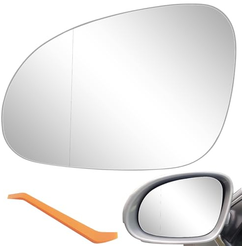 LbsAMP Cristal de Espejo Retrovisor Compatible con VW Golf 5 Passat B6 Jetta 5 2006-2010 Espejo Retrovisor Coche Repuesto Asférico Lado del Conductor Lente de Marcha Atrás - Lzquierda