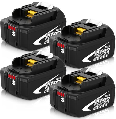 Dosctt 4X Ersatz für Makita 18V Akku 8.0Ah BL1850B BL1860B BL1850 BL1860 BL1840B für Makita Akku 18V BL1830B BL1840 BL1830 mit LED-Anzeige
