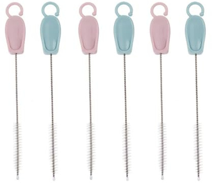GARVALON 3 Sets Straw Brush Kit for Bottle Cleaning Easy to Use and Store Includes Two Sizes Per Set with Circular Mouth Design for Bottles and Sippy Cups Random Color