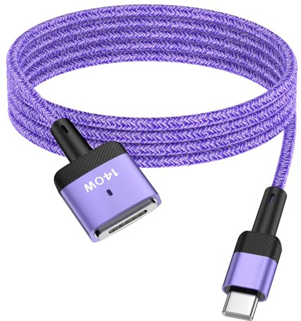 kigpozi USB C auf Magsafe 3 Ladekabel 140W, 1.83M Lila für MacBook Air Pro | Magnetisch kabel für MacBook Air Pro M5/M4/M3/M2,Air (13/152026/2025/2024/2023/2022),Pro (16/142026/2025/2024/2023/2021)
