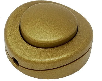 Fußschalter Gold Ø 65x30 für Rundkabel 250V/2A Schnurzwischenschalter für Zuleitungen und Anschlusskabel Fußtretschalter
