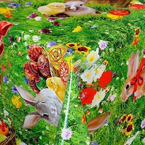 KEVKUS Wachstuch Tischdecke Meterware Ostern Osterhase K1428069 Größe wählbar in eckig rund oval (100 x 140 cm eckig)