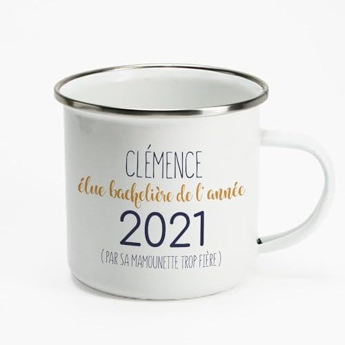CADEAUX.COM - Mug Personnalisé En Émail - Diplômé - Idée Cadeau Personnalisé Avec Prénom et Message - Cadeau Maitresse d'École - Fin d'Année - Tasse Personnalisable