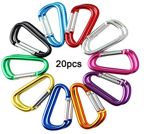 QitinDasen 20Pcs Premium Aluminum Alloy Locking Carabiner Set, 5cm Mini Carabiner Keychain, Multifunction Carabiner Snap Hook Clip (Not for Climbing!)