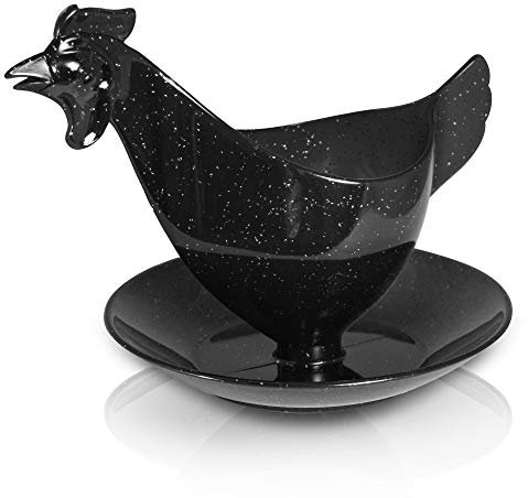 ostprodukte-versand Sonja Plastic Eierbecher schwarz Glitzer + Huhnform + für jeden (N) Ostalgiker + DDR Artikel
