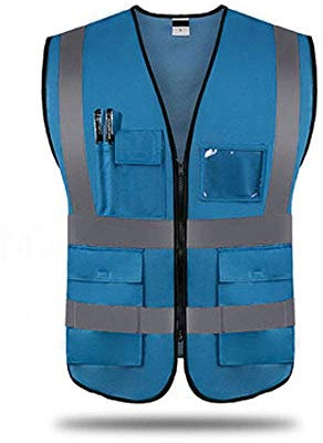 Gilet Réfléchissant, Gilet De Sécurité À Poches Multiples Pour Le Génie De La Construction, Gilet Réfléchissant D'assainissement Du Trafic (Couleur : C, taille : L)