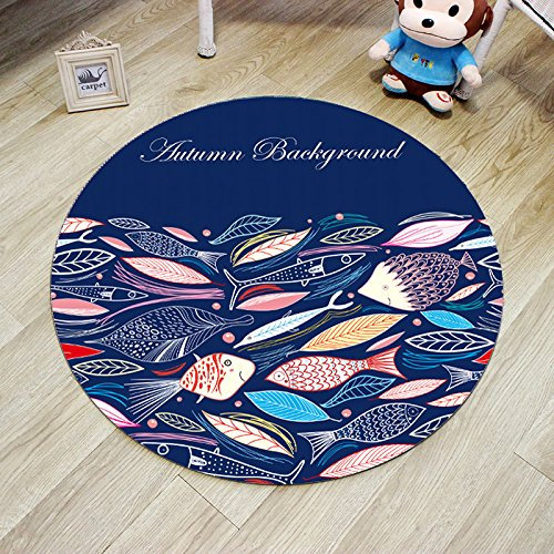 Runder Teppich Stuhl Kissen Hängenden Korb Kinder Cartoon Krabbeldecke 140Cm Durchmesser Piktogramm Fisch