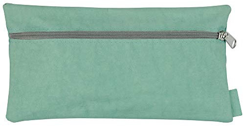 BIOZOYG Federmäppchen Penny aus waschbarem Papier 0,55 cm stark I nachhaltiges Etui für Stifte Kugelschreiber Füller I Faulenzer Schlampermäppchen in Lederoptik 14,7 x 26,5 cm Minze