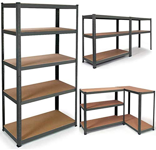 IDMarket – Estantería modulable Carga pesada de metal 5 bandejas, color gris