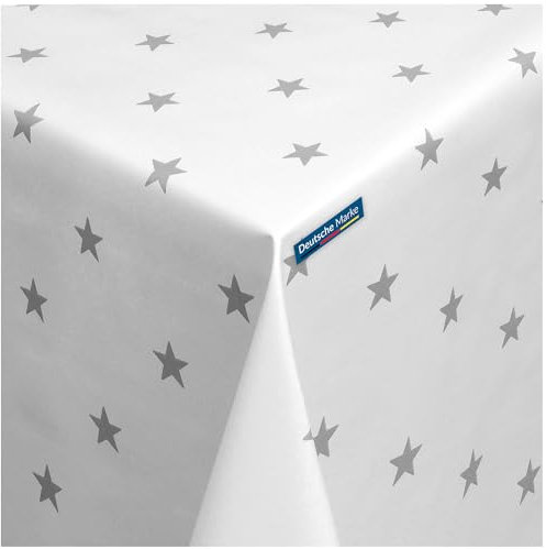 TEXMAXX® Wachstuchtischdecke Weihnachten versch. Größen - 220 x 140 cm/abwaschbare Tischdecke/Wachstischdecke/Weihnachts Wachstuch Tischdecke in Weiß-Silber